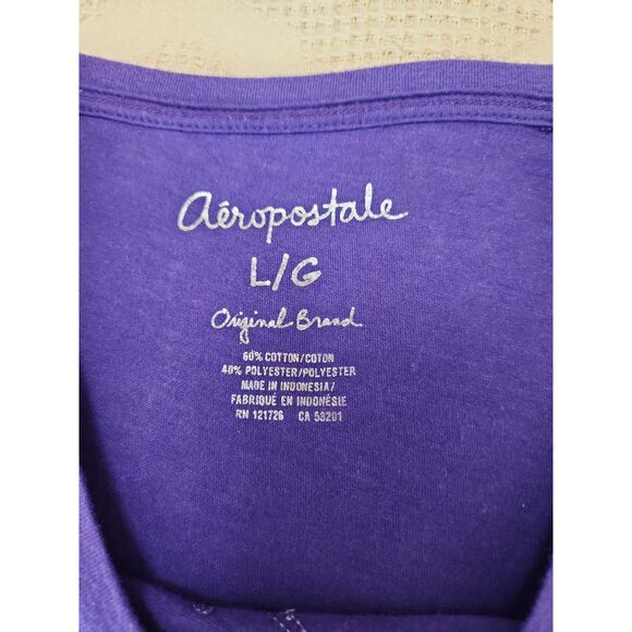 Y2K Style Aéropostale Woman's Spell Out T Shirt Sz. L Sequin Spell-Out Purple - Picture 3 of 6